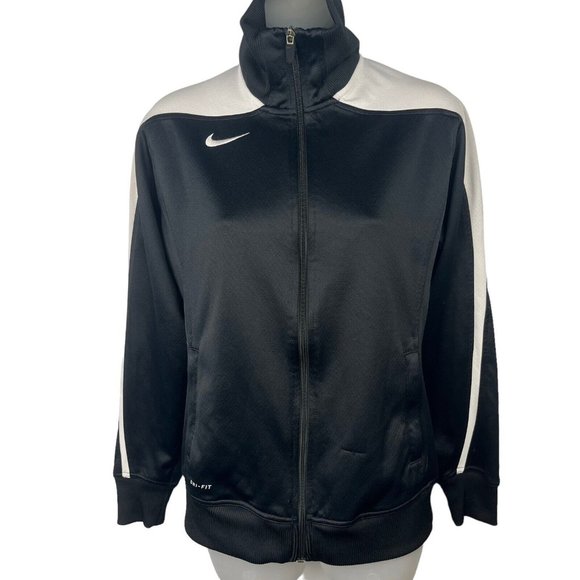 Nike Jackets & Blazers - NIKE‎ Dri-Fit Full Zip Warm Up Jacket Black White Women's Size Medium 533562
